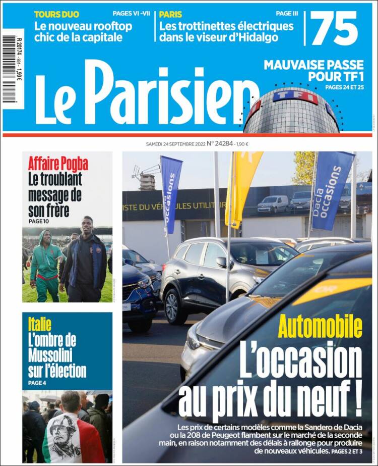 Portada de Le Parisien (Francia)