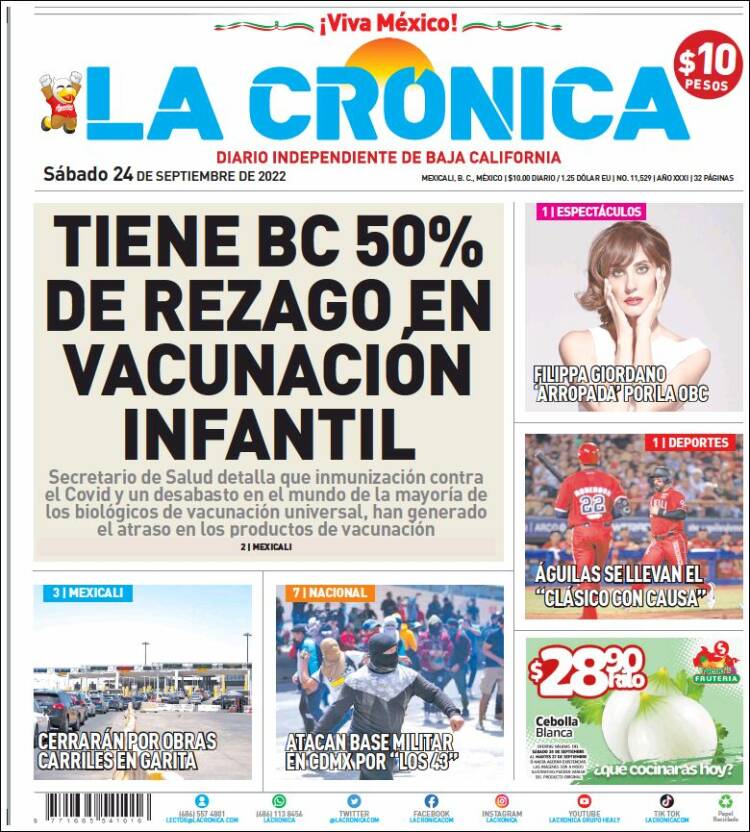 Portada de La Crónica de Baja California (México)