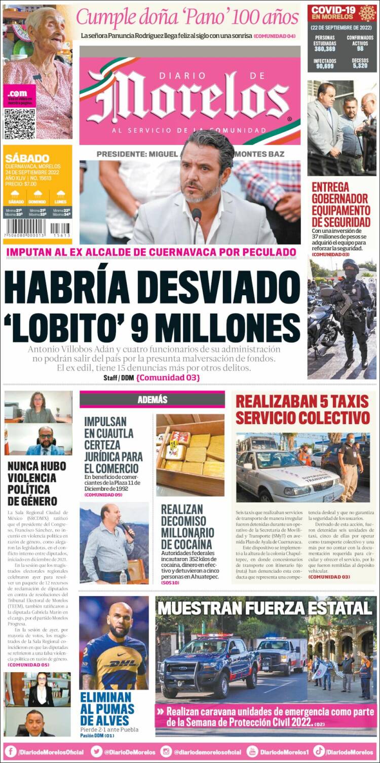 Portada de Diario de Morelos (México)