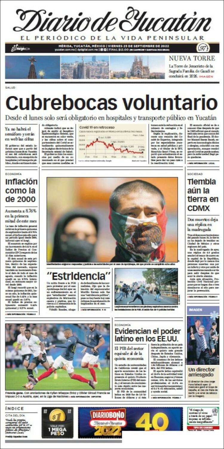 Portada de Diario de Yucatán (México)