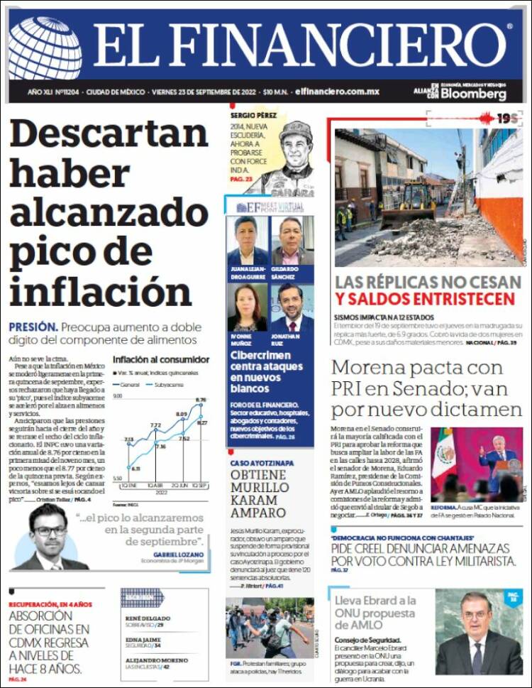 Portada de El Financiero (México)