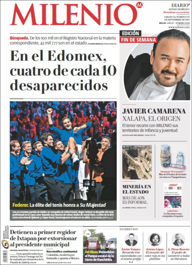 Portada de Milenio - Estado de México (México)