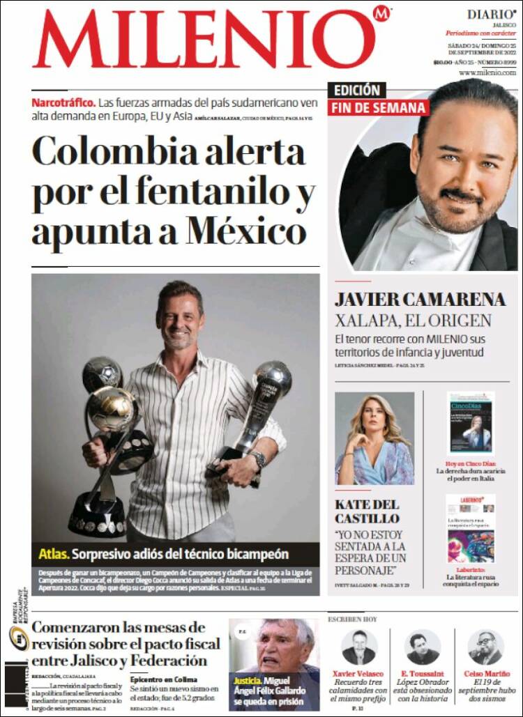 Portada de Milenio - Jalisco (México)