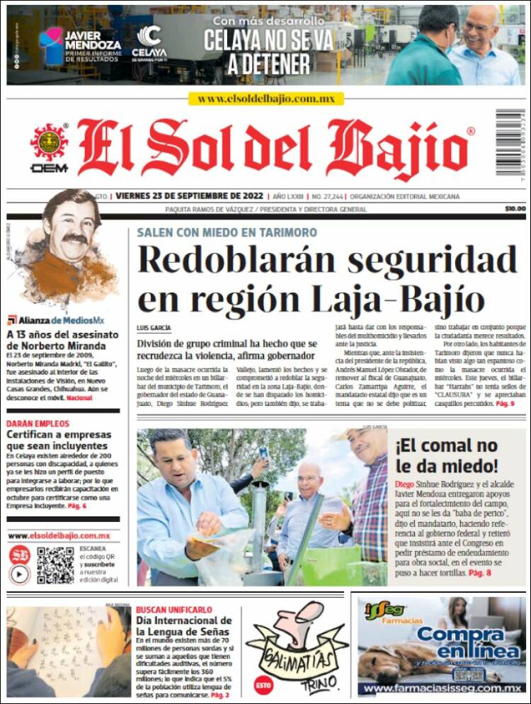 Portada de El Sol del Bajio (México)