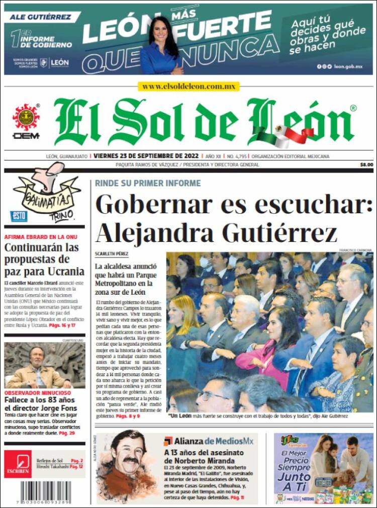 Portada de El Sol de León (México)