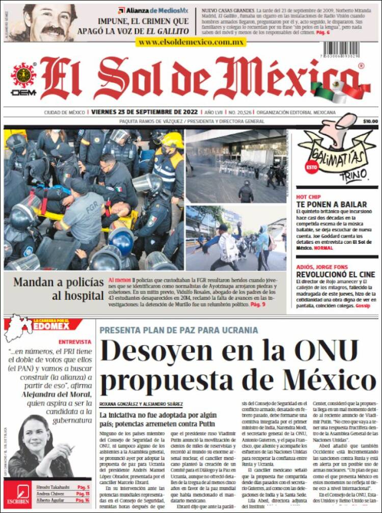 Portada de El Sol de México (México)