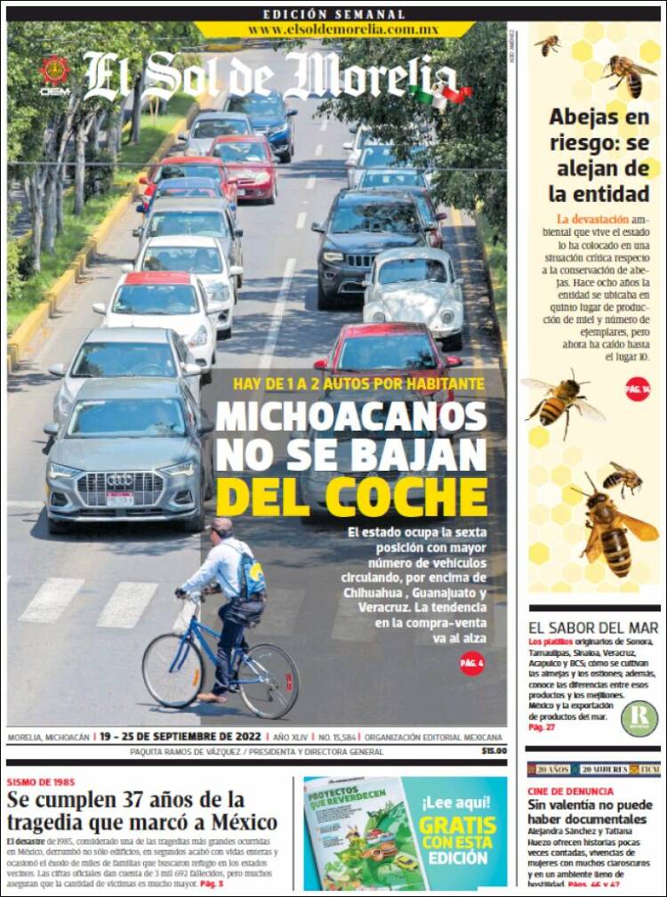 Portada de El Sol de Morelia (México)