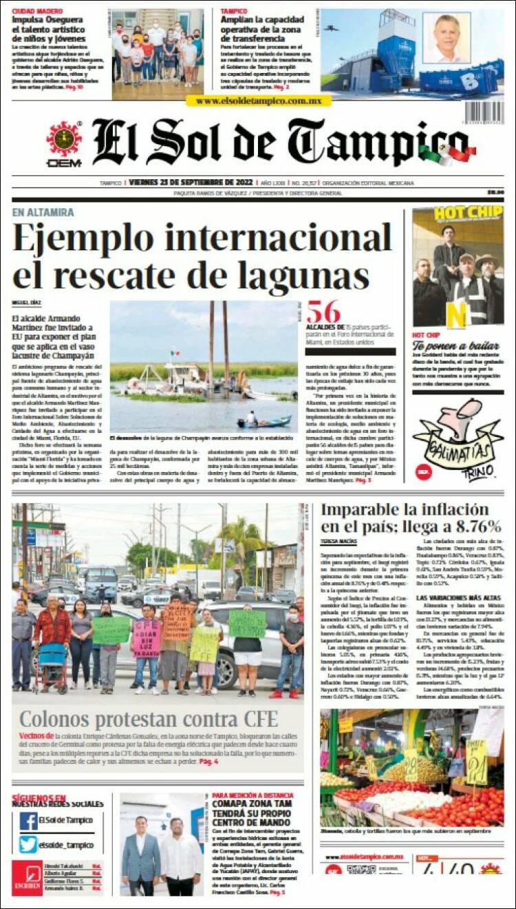 Portada de El Sol de Tampico (México)