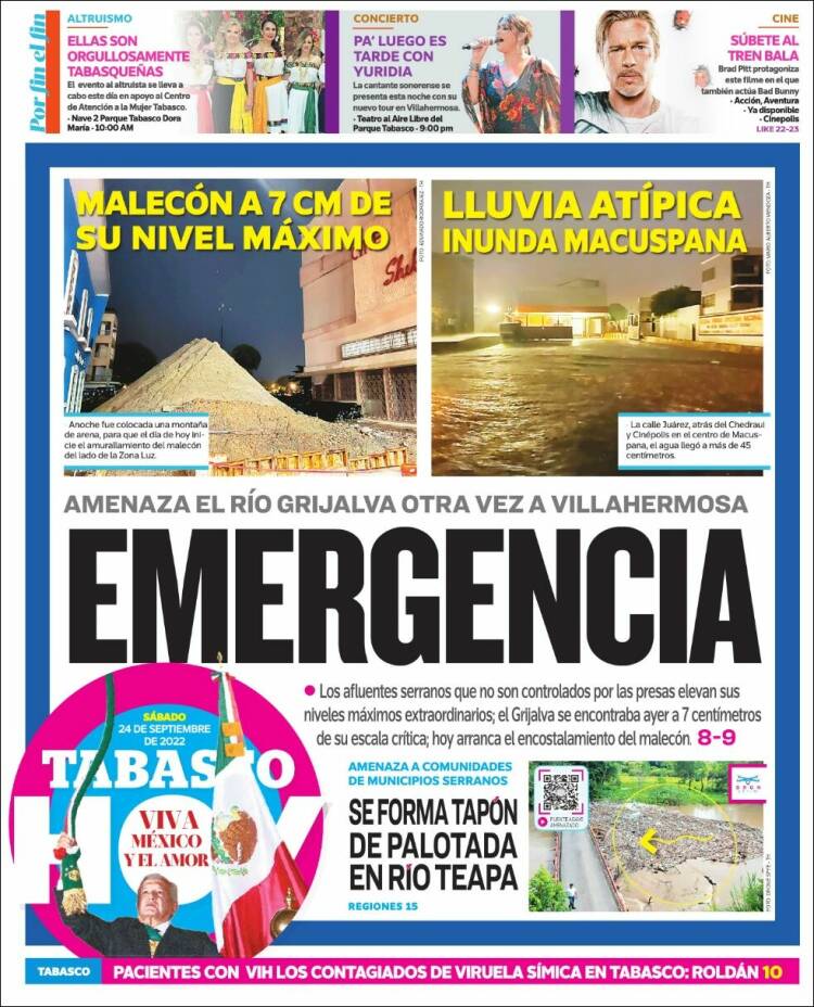 Portada de Tabasco Hoy (México)