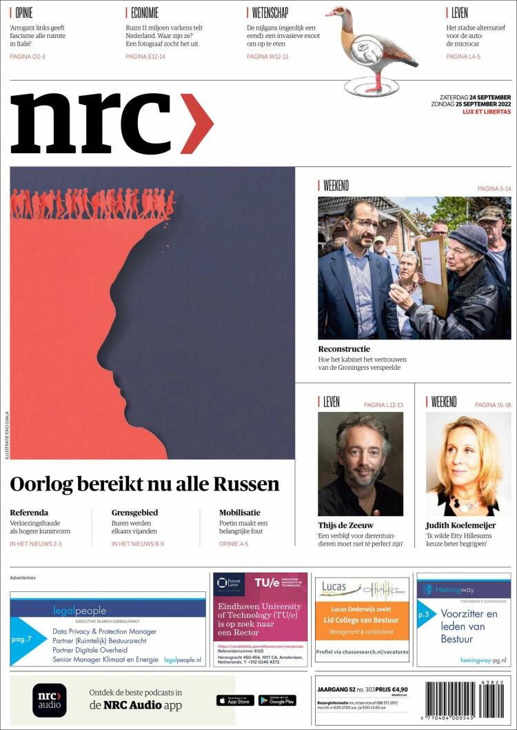 Portada de NRC Handelsblad (Pa&iacute;ses Bajos)
