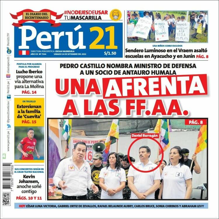Portada de Perú 21 (Per&uacute;)
