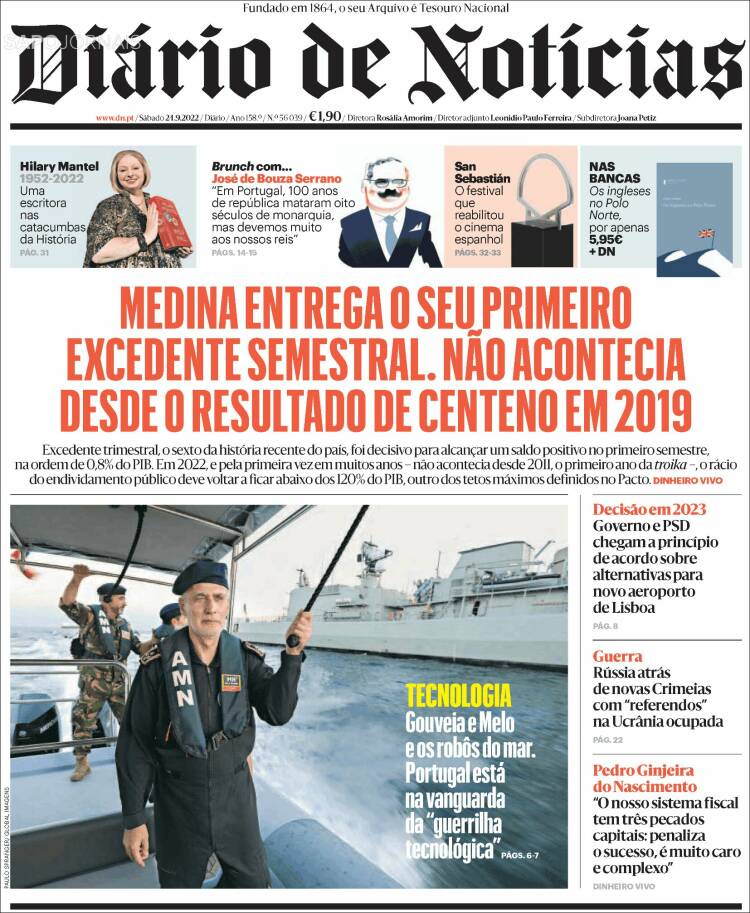 Portada de Diário de Noticias (Portugal)
