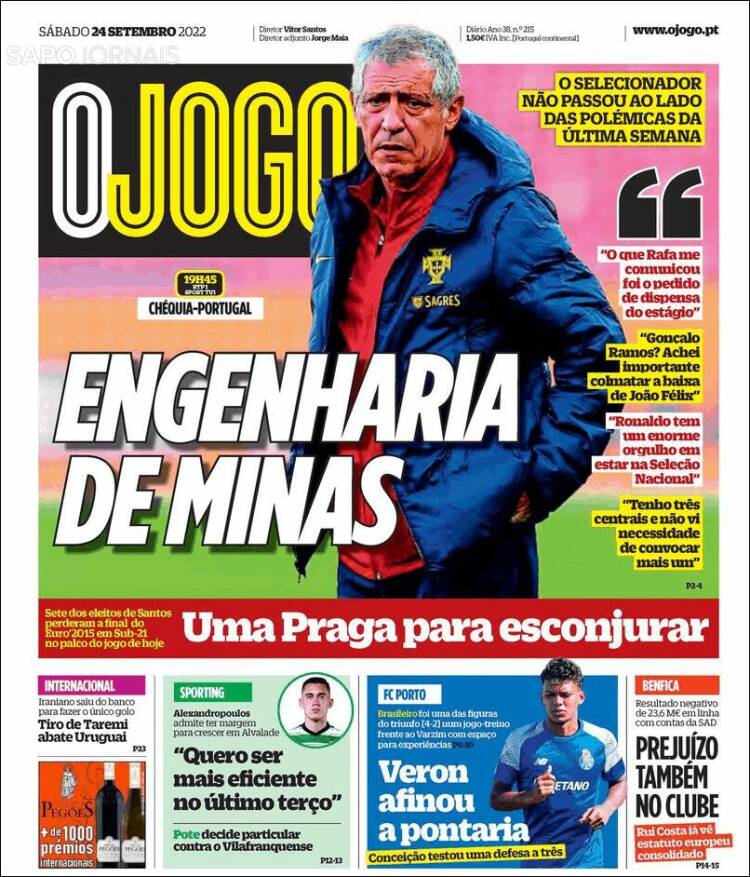 Portada de O Jogo (Portugal)