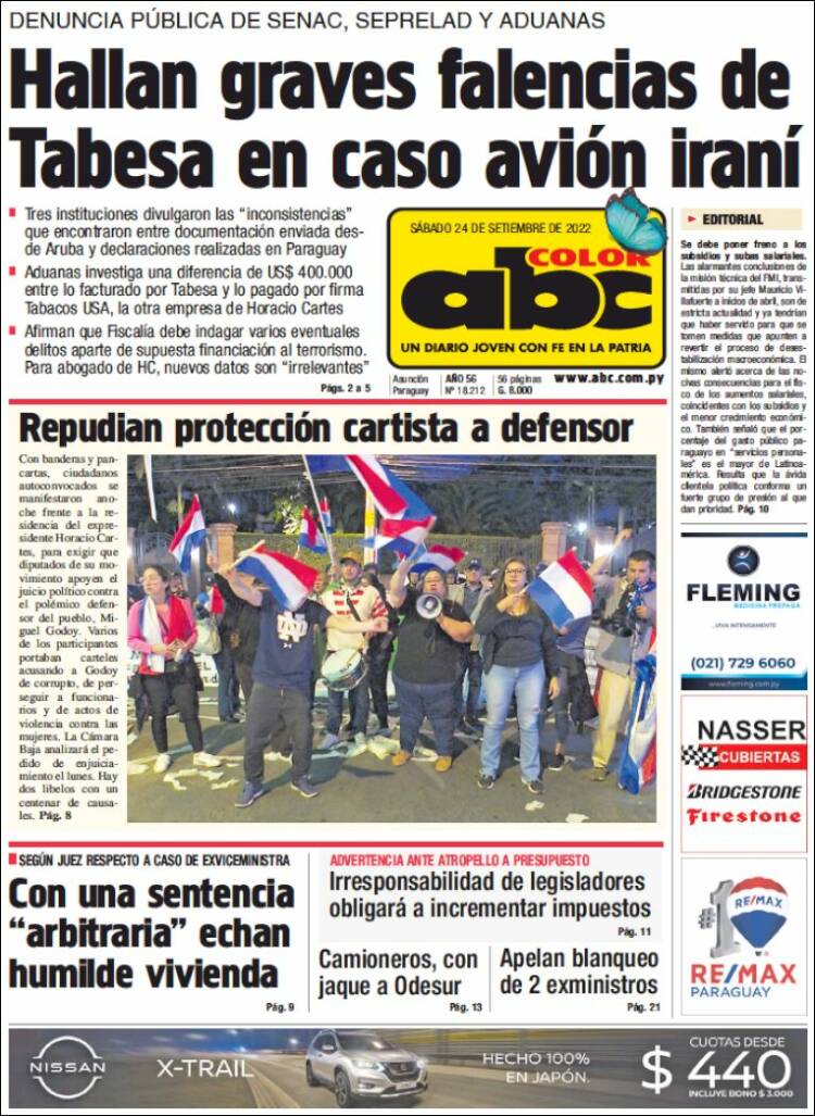Portada de ABC Color (Paraguay)