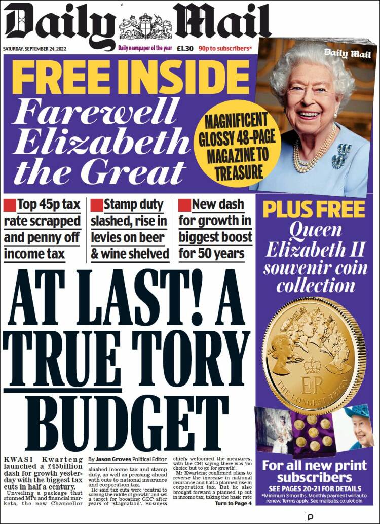 Portada de Daily Mail (Reino Unido)