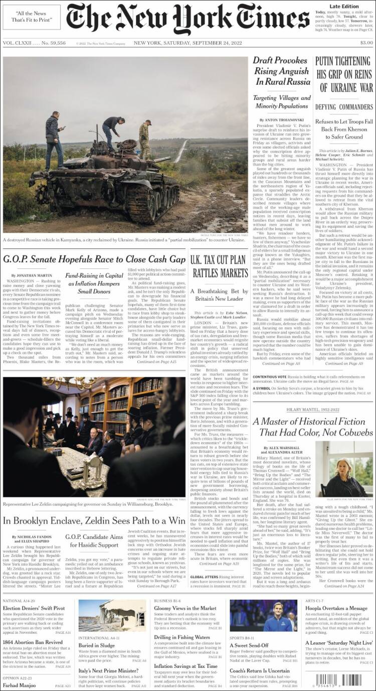 Portada de New York Times (USA)