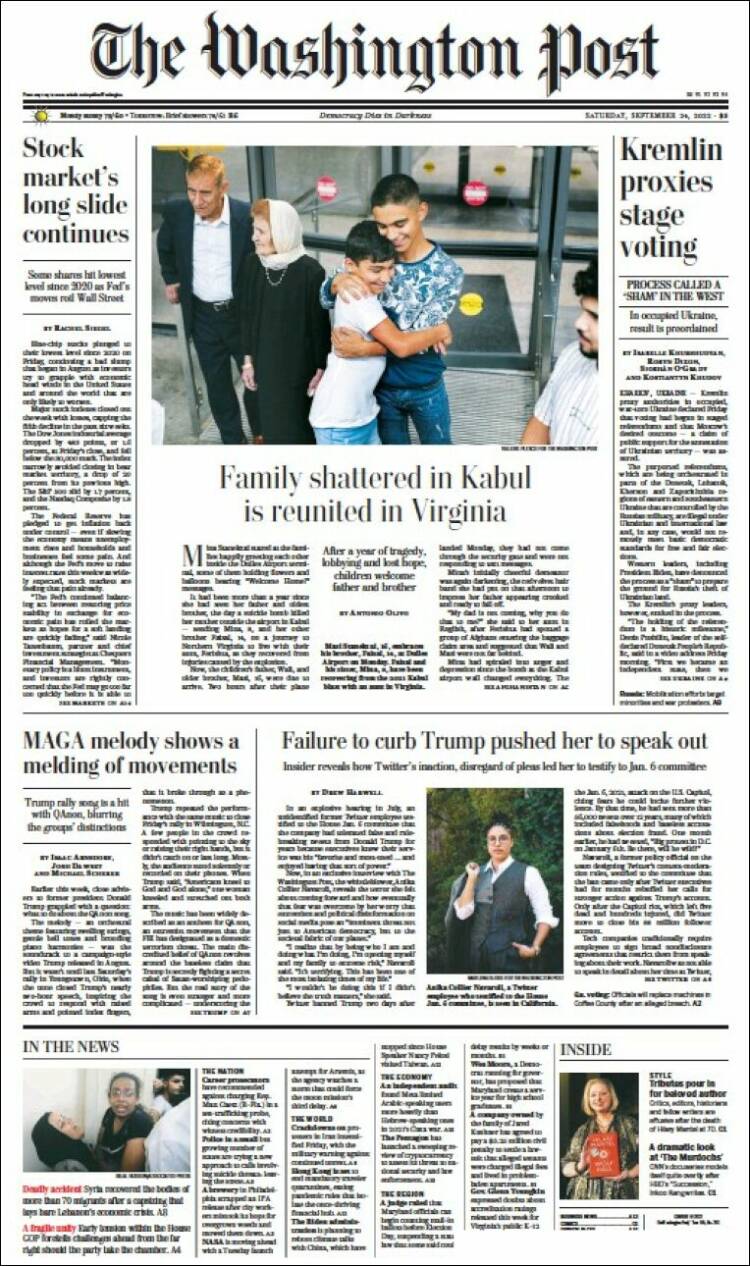 Portada de The Washington Post (USA)