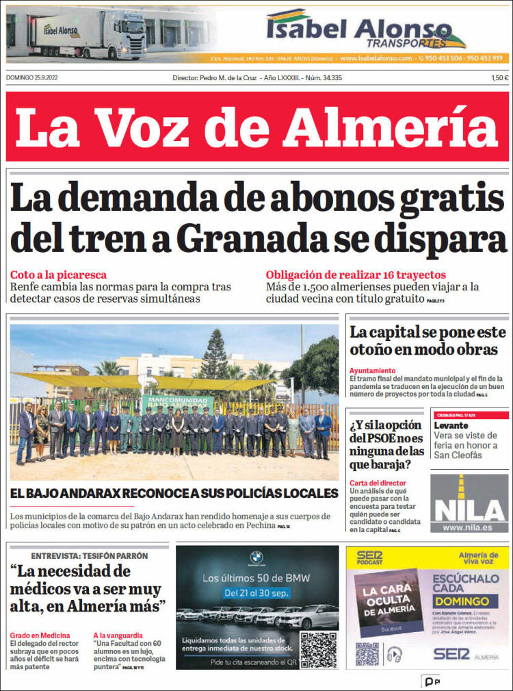 Portada de La Voz de Almería (Espa&ntilde;a)