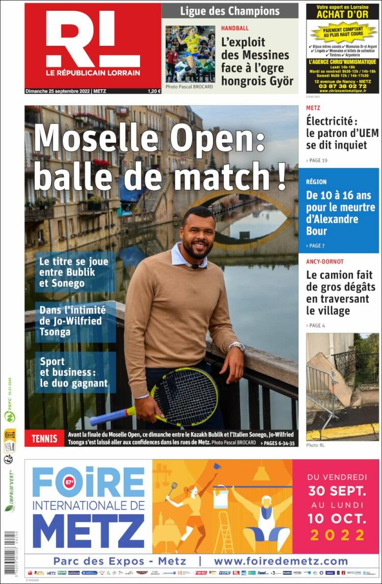 Portada de Le Republicain Lorrain (Francia)