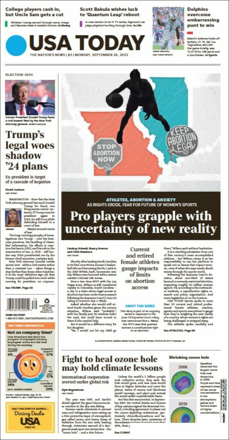 Portada de USA Today (États-Unis)