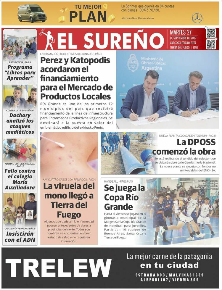 Portada de Diario El Sureño (Argentina)