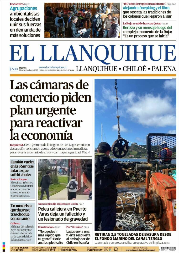 Portada de El Llanquihue (Chile)