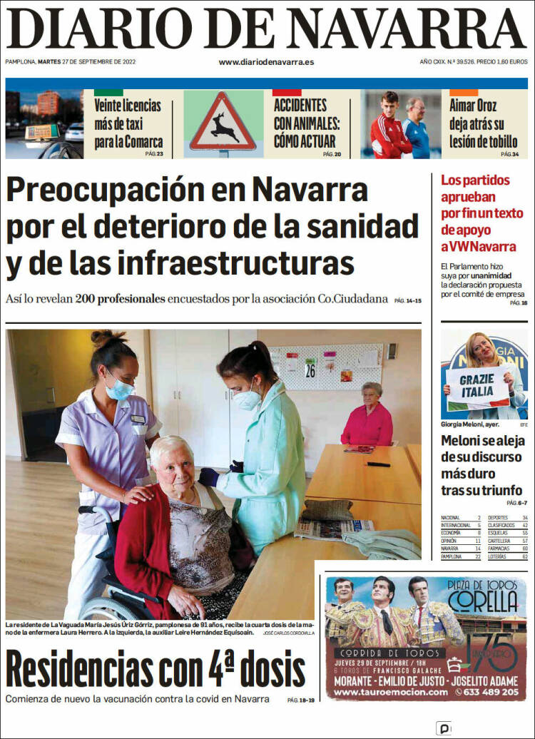 Portada de Diario de Navarra (España)