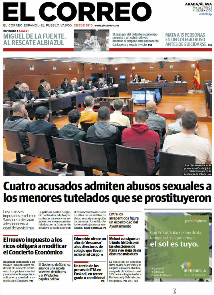 Portada de El Correo - Álava (España)