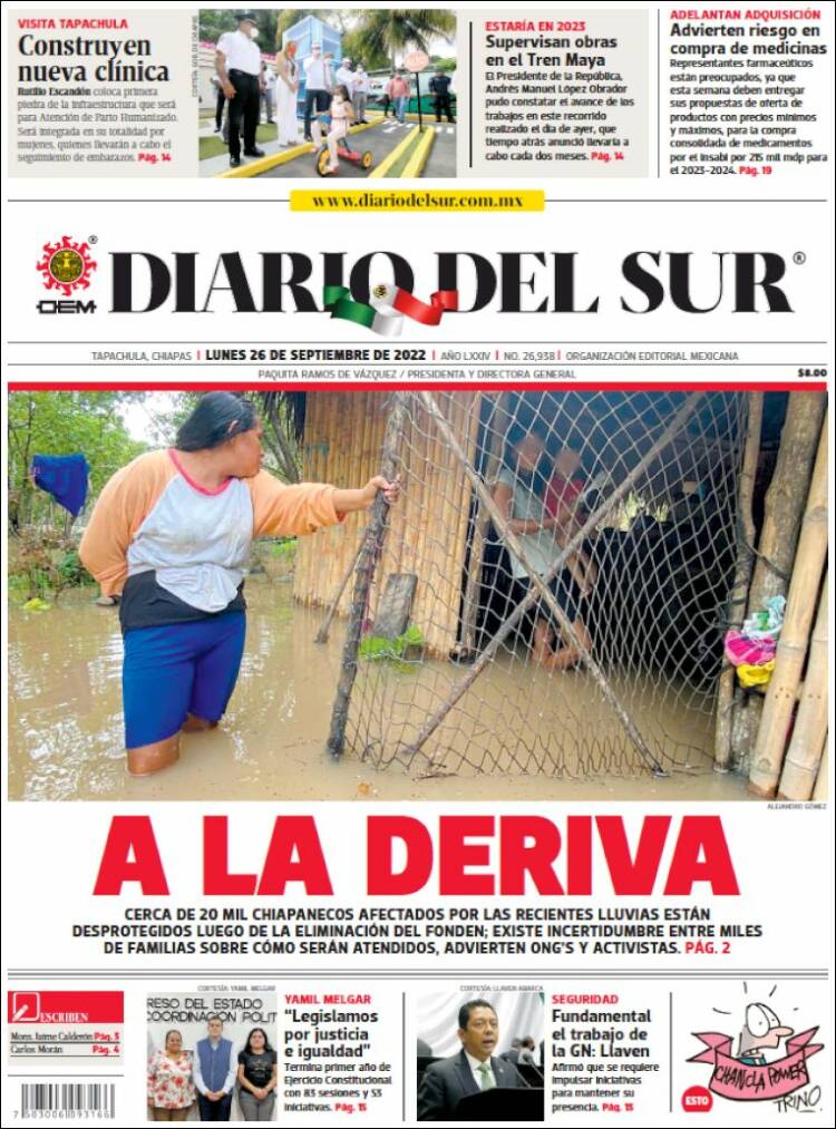 Portada de El Diario del Sur (México)