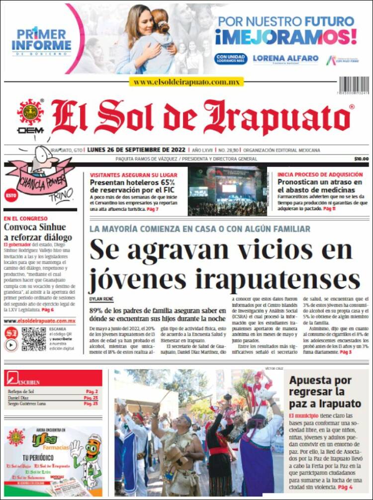 Portada de El Sol de Irapuato (México)