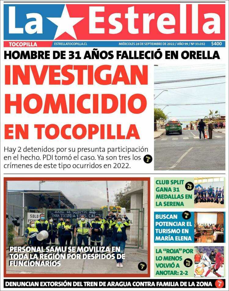 Portada de La Estrella de Tocopilla (Chile)