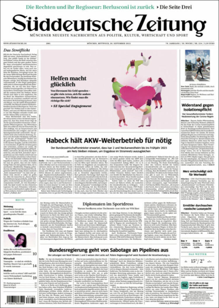 Portada de Sueddeutsche (Alemania)