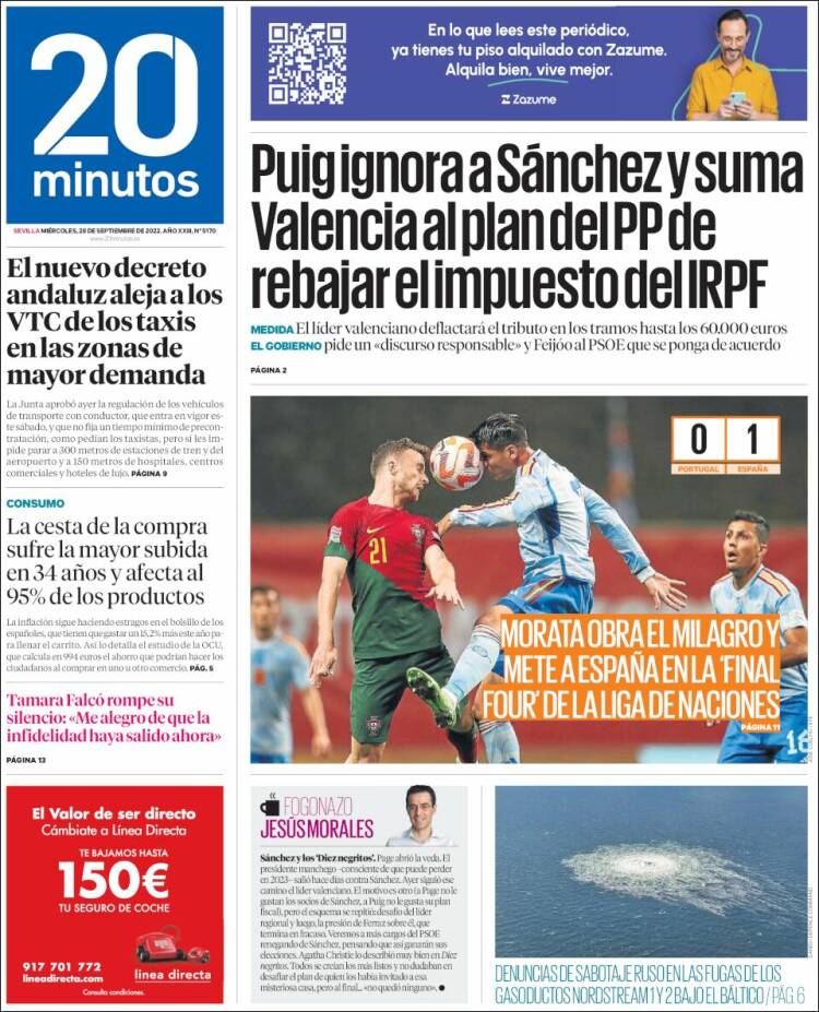Portada de 20 Minutos - Sevilla (Spain)