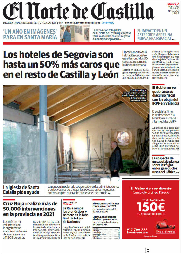 Portada de Norte de Castilla - Segovia (España)