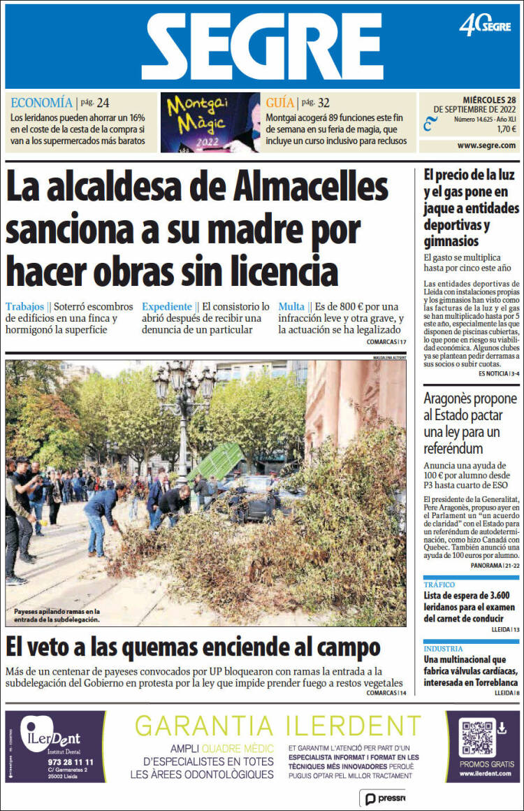 Portada de Segre  (Spain)
