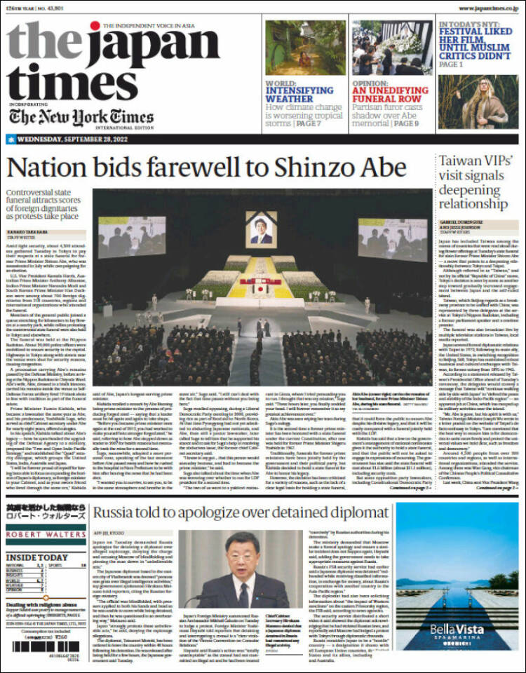 Portada de The Japan Times (Jap&oacute;n)