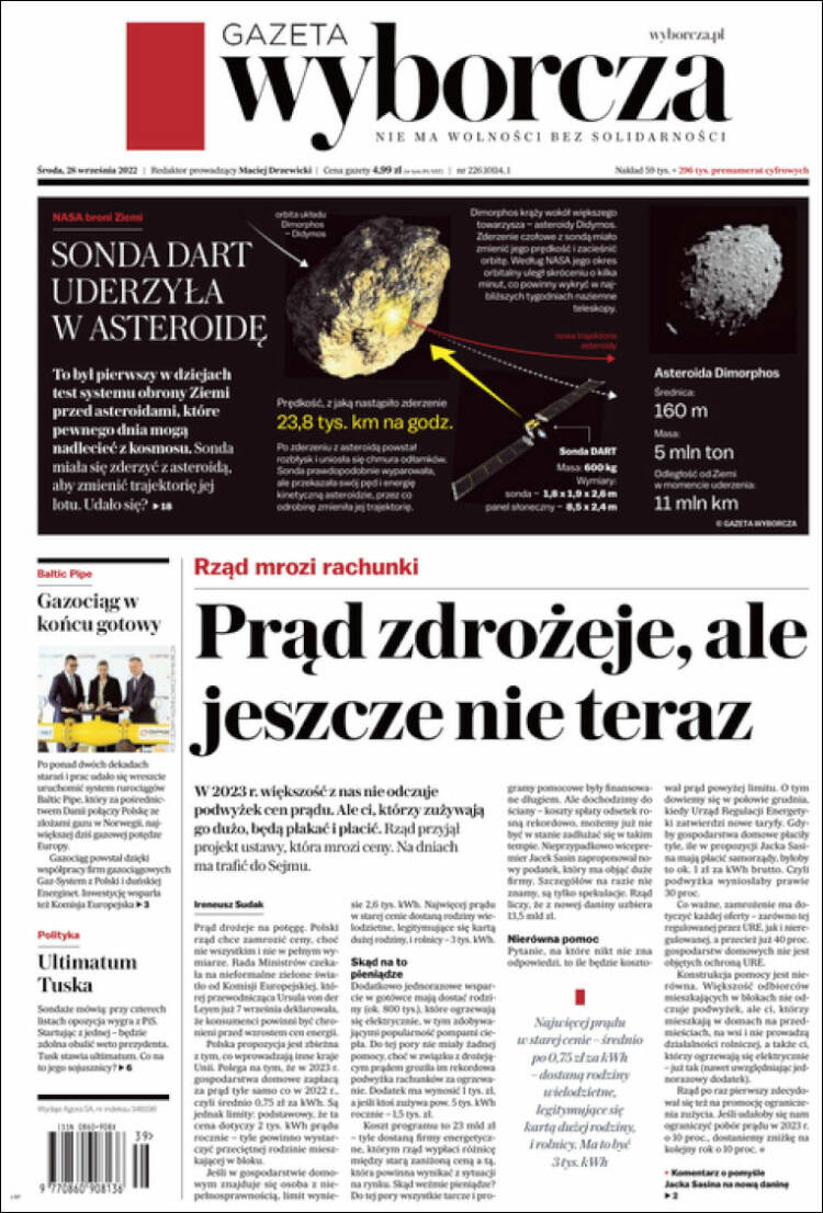 Portada de Gazeta Wyborcza (Polonia)