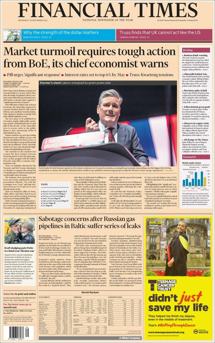 Portada de Financial Times (Reino Unido)