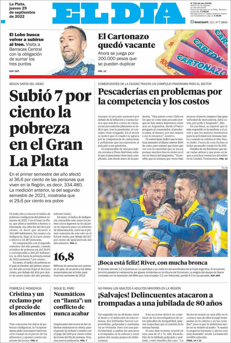 Portada de El Día de la Plata (Argentina)