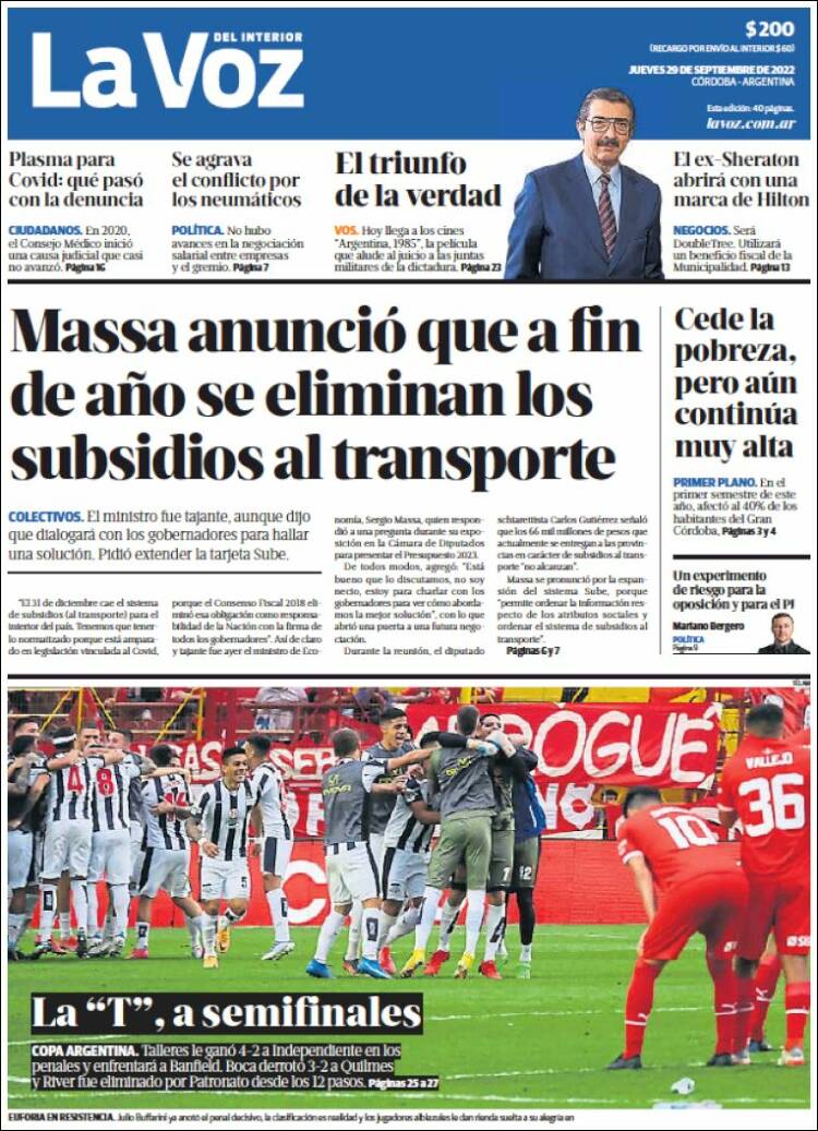 Portada de La Voz del Interior (Argentina)