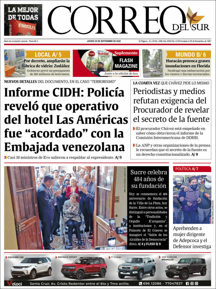 Portada de Correo Sur (Bolivia)