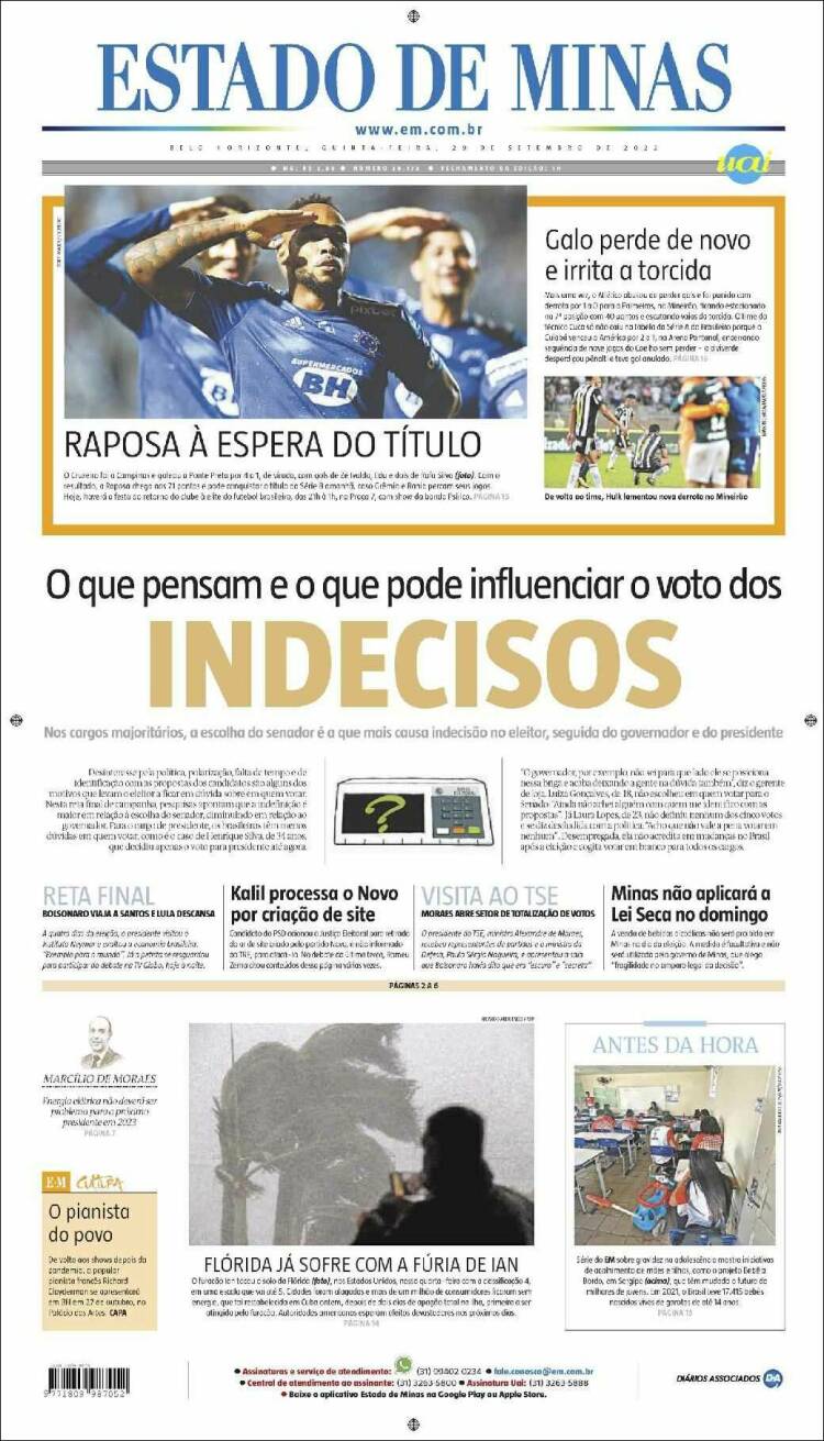 Portada de Jornal Estado de Minas (Brasil)