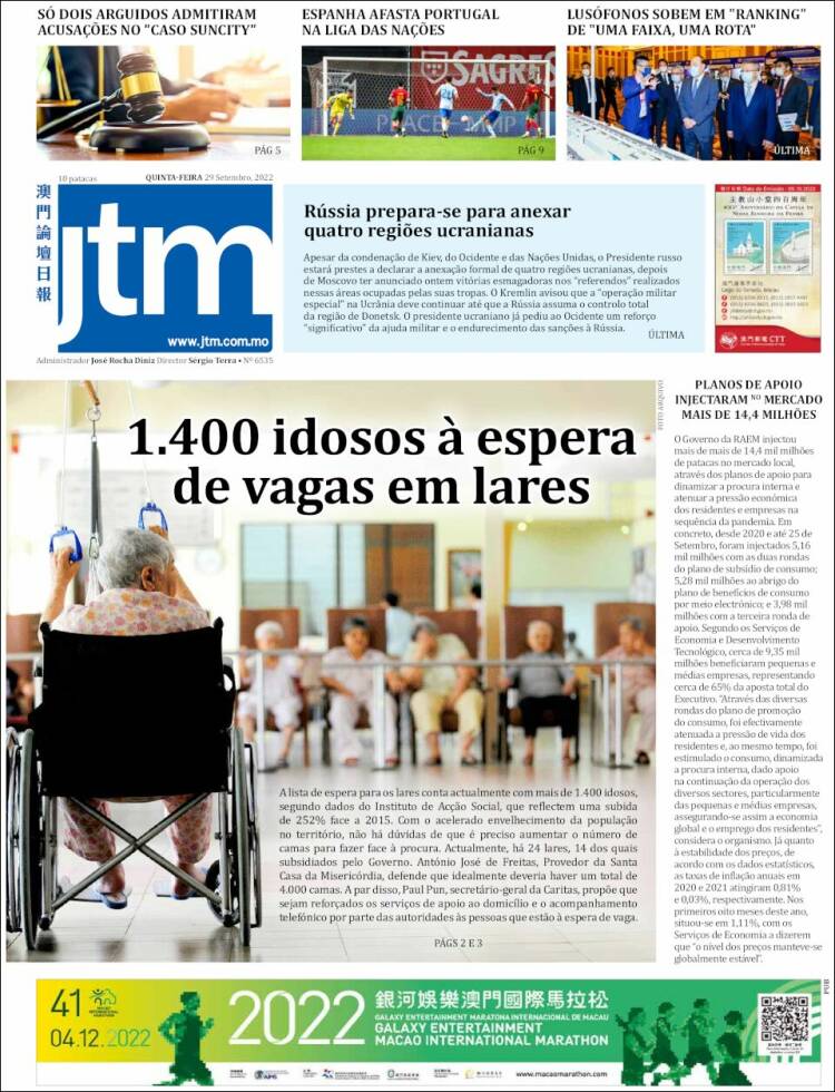 Portada de Jornal Tribuna de Macau (China)
