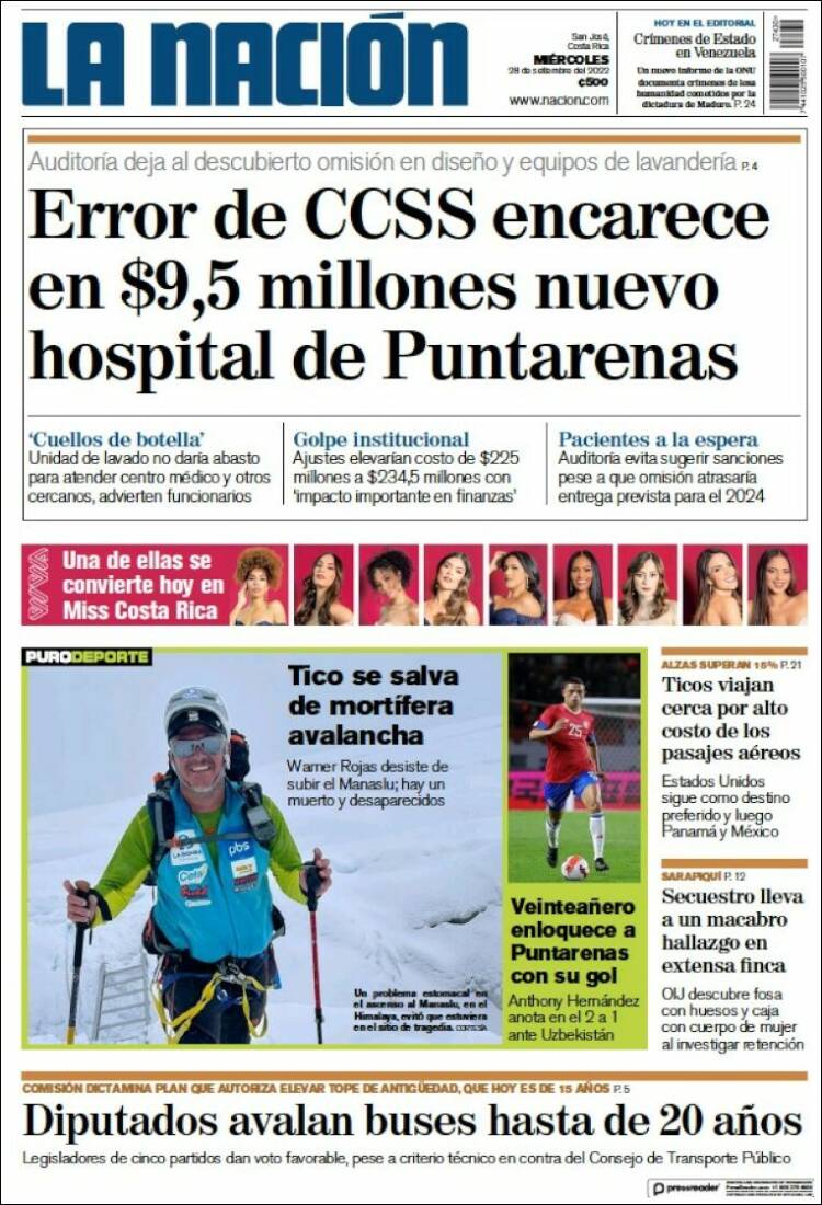 Portada de La Nación - Costa Rica (Costa Rica)