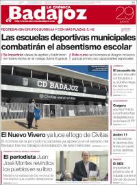 Portada de La Crónica de Badajoz (España)