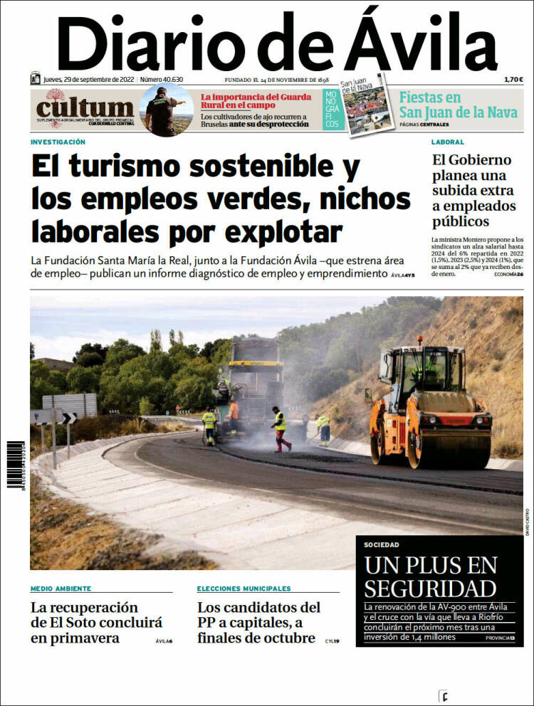 Portada de Diario de Ávila (España)