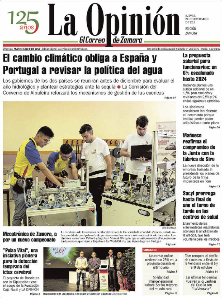 Portada de La Opinión - El Correo de Zamora (España)