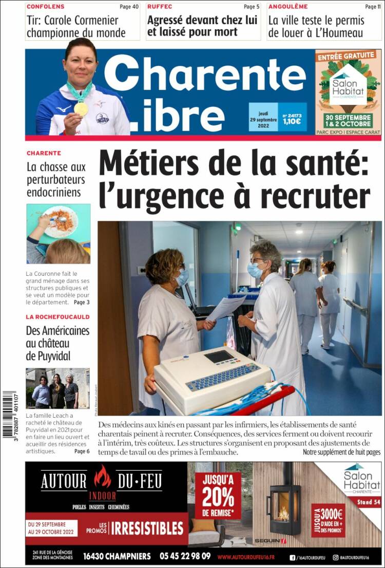 Portada de Charente Libre (Francia)