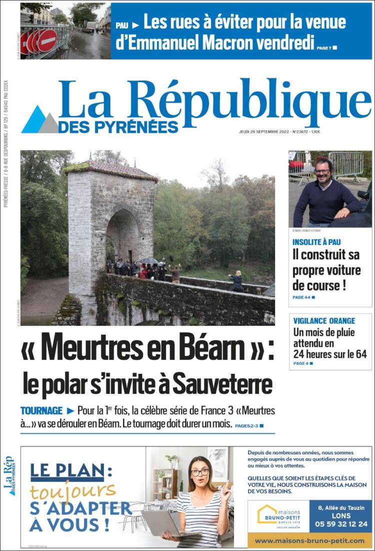 Portada de La République des Pyrénées (Francia)