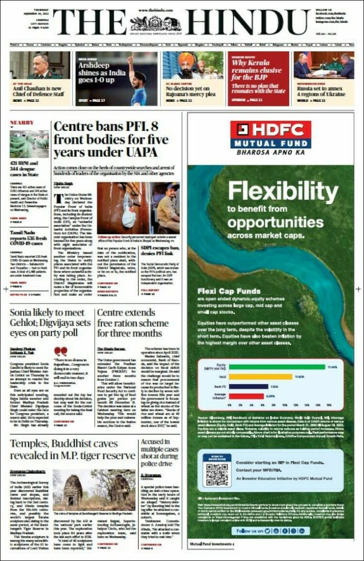 Portada de The Hindu (India)